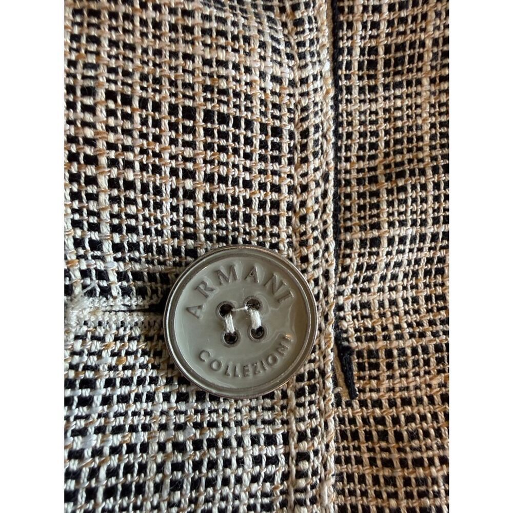Armani Collezioni Linen blend Neutral Tweed Blazer 3 button closure size 10 - Picture 7 of 15